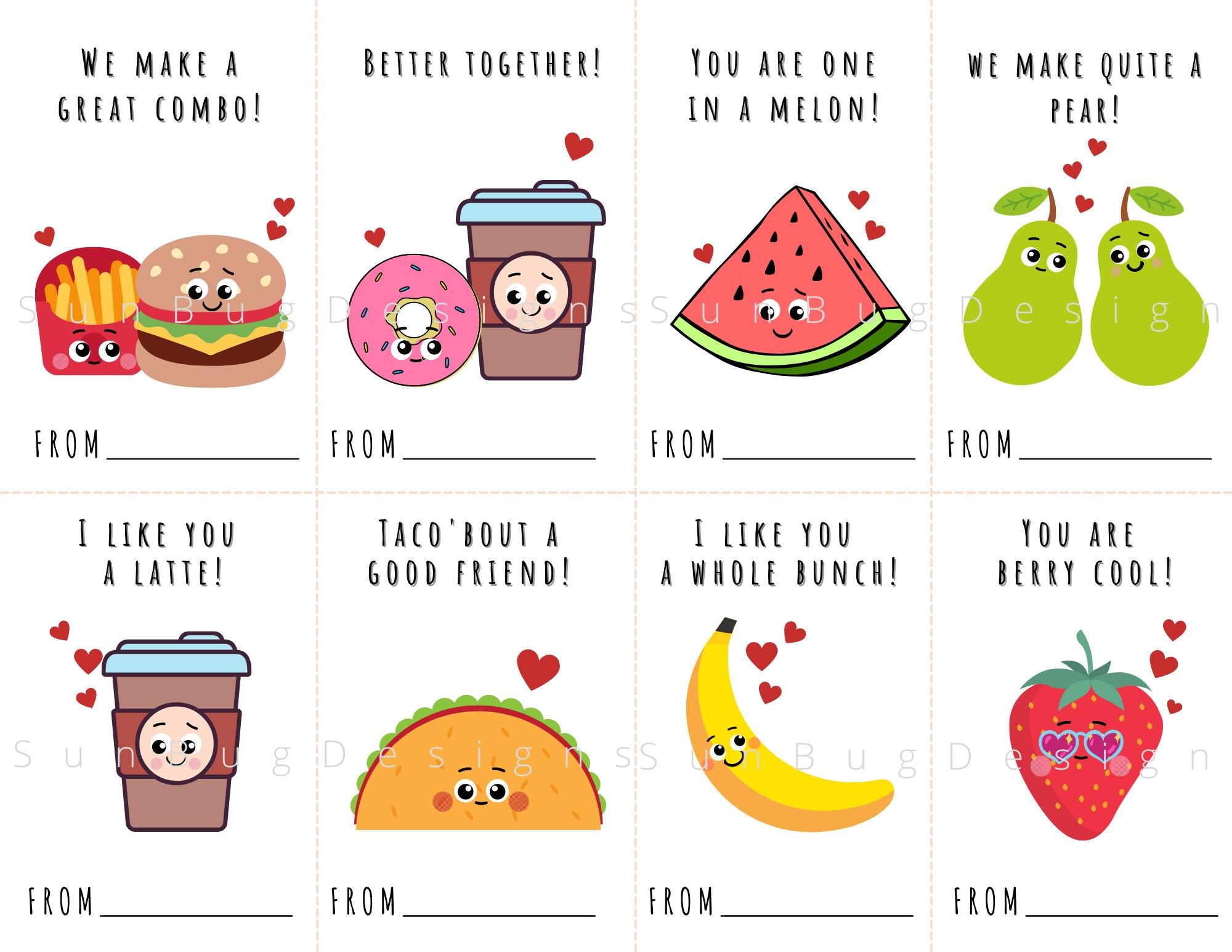 Printable valentines cards for kids digital download printable cute