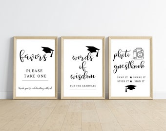 Graduation Sign Bundle, Graduation Party Decoration set, High School Grad - PRINTABLE pages sheets - SET OF 6 - 8.5 x 11 inch