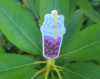 Cute Cat Boba Handmade Custom Sticker