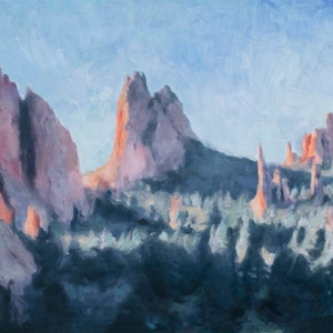 Garden of the Gods Oil Painting, Colorado Springs Art, Archival Print on Paper HORIZONTAL Wall Art