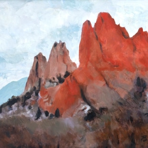 Garden of the Gods Blaze Oil Painting, Colorado Springs, Archival Print on Paper HORIZONTAL Wall Art