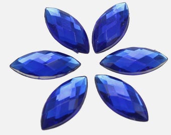 9x20mm Royal Blue Flatback Horse Eye Rhinestones, Petal shaped embellishment for mandala paintings, 50pcs, Erin Ridley, Espressoly4You