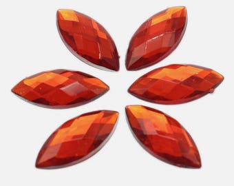 9x20mm Red Flatback Horse Eye Rhinestones, Petal shaped embellishment for use in mandala paintings, 50pcs, Erin Ridley, Espressoly4You