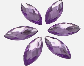 9x20mm Purple Flatback Horse Eye Rhinestones, Petal shaped embellishment for use in mandala paintings, 50pcs, Erin Ridley, Espressoly4You