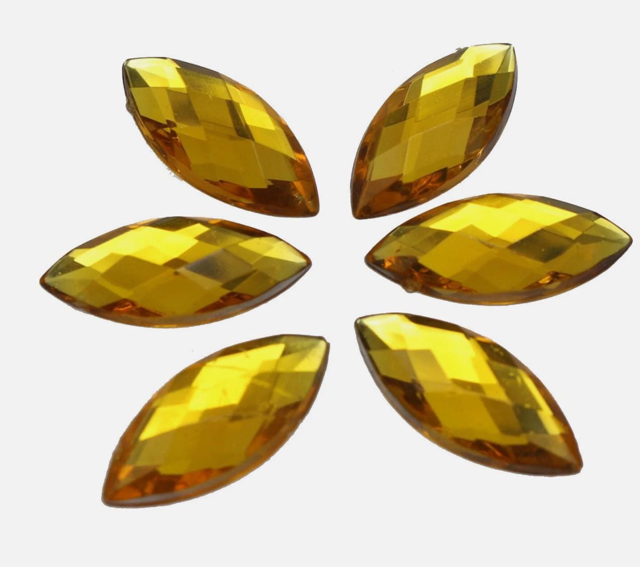 9x20mm Gold Flatback Horse Eye Rhinestones, Petal shaped embellishments to use in your mandala painting, 50pcs, Erin Ridley, Espressoly4You