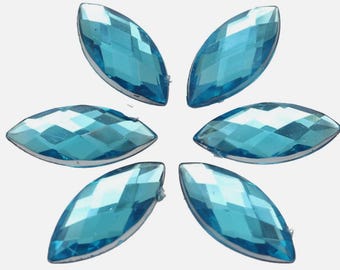 9x20mm Turquoise Flatback Horse Eye Rhinestones, Petal shaped embellishments used in your mandalas, 50pcs, Erin Ridley, Espressoly4You