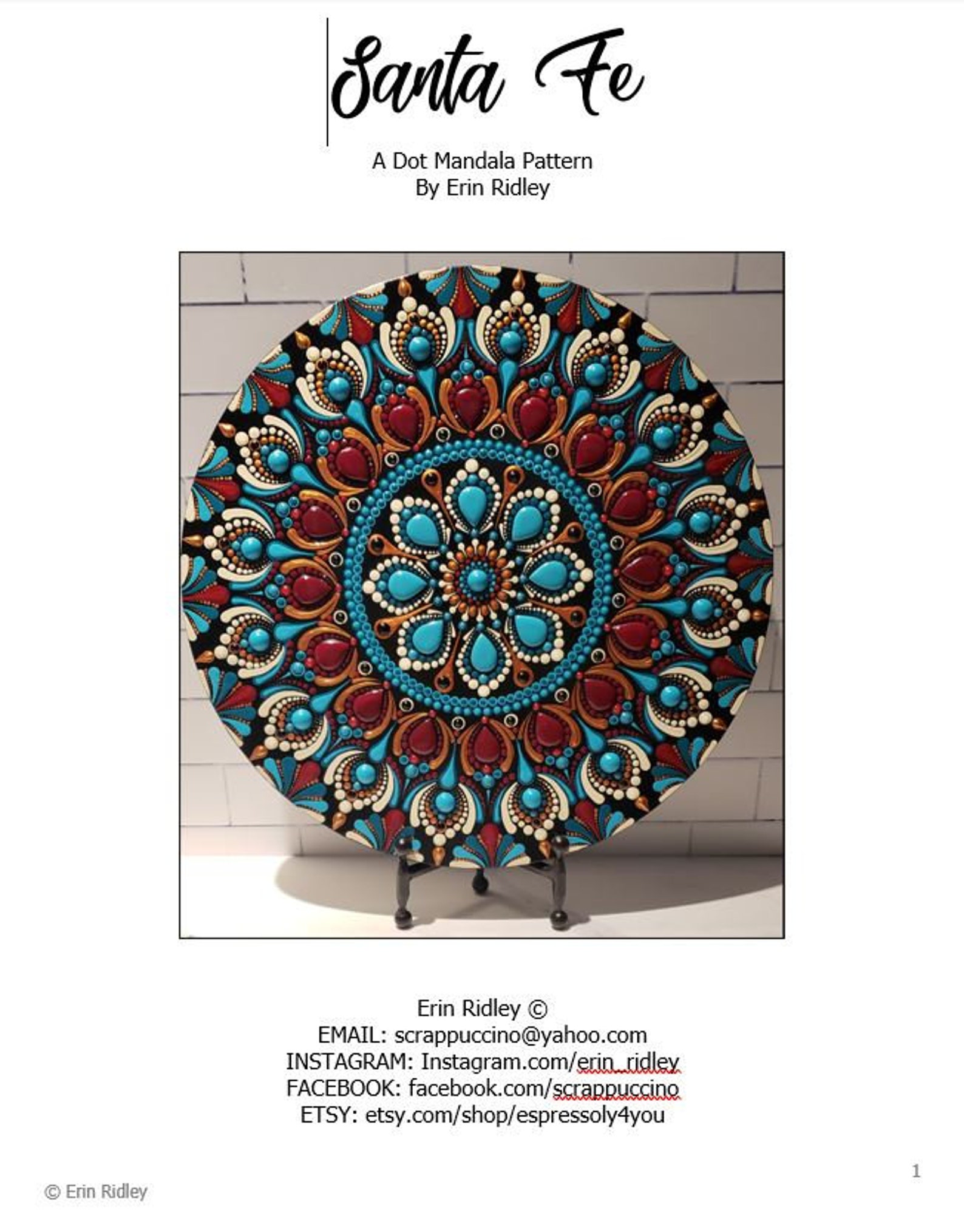 Santa Fe Pattern Dot Mandala Pattern Dotting Instructions - Etsy