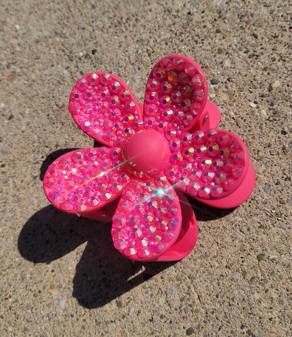 Bedazzled Flower Claw Clip: Bejeweled Hair Accessory - Etsy