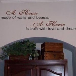 A house is made of walls and beams, a home is built with love and dreams Wall Decal / Home Decor / A house is made Wall Words / Family Room