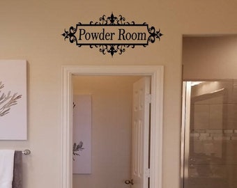 Powder Room with Ornate Frame Wall Decal