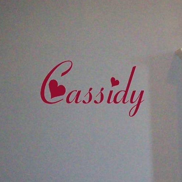 Name Wall Decal / Personalized Name with Hearts wall decal / Name sticker / Heart Decal