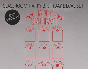 Student Birthday Decal Set / Student Happy Birthday Decal / Elementary School Decal / Whiteboard Birthday Decal / Classroom Student Birthday