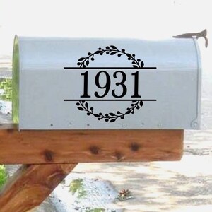 Mailbox Numbers with Wreath Decal / Custom Mailbox Decal / Mailbox Sticker / Mailbox Address Decal / Framed Monogram Address Decals