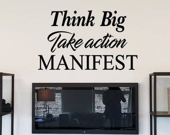 Think Big Take Action Manifest Decal/ Business Wall Words/ Vision Board Transfer/Entreprenuer Decal /Motivational Decal /Inspirational Sign