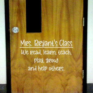 Personalized Classroom Welcome Sign / School Classroom Decal / Classroom Decor / Teacher Name Decal / Classroom Door Decal / Student Decal