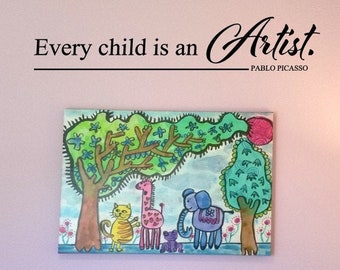 Every child is an Artist wall decal, Playroom Decal, Create Draw Paint Decal, Children's Wall Decal, Art Teacher Decal Sticker, Art Display