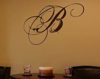 Stunning Script Monogram Wall Decal / Wedding Monogram Decal / Reception Anniversary Bridal Shower Decal / Monogram Wall Decal Sticker