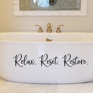 Relax Reset Restore Wall Decal / Bathroom Wall Decal / Personal Motivation Wall Decal / Relax Decal / Inspirational Decal Sign