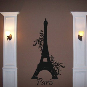 Wall Decal Eiffel Tower-Paris in Summer Wall Decal/ Wall Graphic-LARGE wall transfer