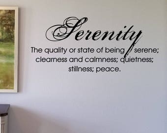 Serenity Definition Wall Decal/Wall Lettering/Wall Tattoo