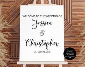 Elegant Wedding Welcome Decal / Script Lettering Bride Groom Welcome Decal / DIY Wedding Decal / Wedding Welcome Decal / Boho Wedding Decor