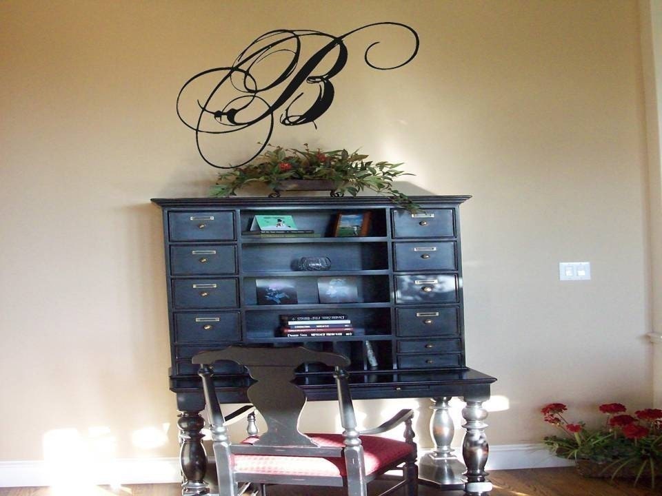 Wall Decal Wall Transfer Monogram Stunning Script Monogram Etsy