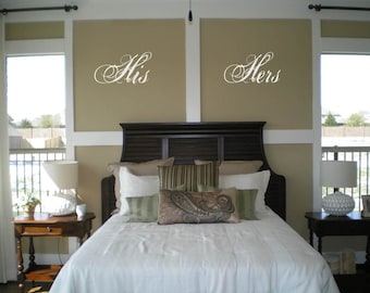 His Hers Wall Decal / Wedding Shower Gift / His Hers Bathroom Decor Decal / His Hers Bedroom Decor Decal / Marriage Decals