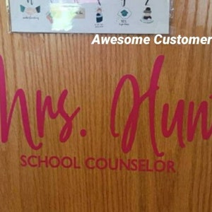 Personalized School Name Decal / Nurse Name Door Decal / School Sticker / School Office Name Decal Sign / Classroom Decal Sign