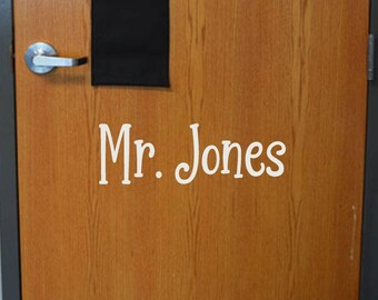 Whimsical Math Teacher Decal Sticker / Science Teacher Name Door Decal Sticker / Teacher Name Decal / PreK Classroom Desk Whiteboard Decal