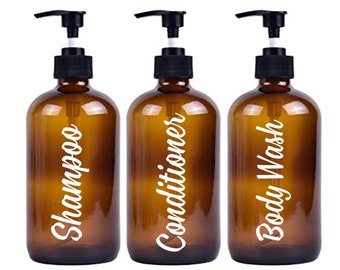 Shampoo Conditioner Decals / Bathroom Decals / Shampoo Conditioner Decal Sticker / Bathroom Organization Labels / Body Wash Decal Label