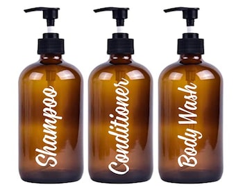 Shampoo Conditioner Decals / Bathroom Decals / Shampoo Conditioner Decal Sticker / Bathroom Organization Labels / Body Wash Decal Label