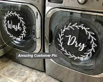 Calcomanías para lavadoras y secadoras / Calcomanías para lavanderías / Calcomanías para lavar y secar / Decoración para lavanderías / Letreros con calcomanías para lavar y secar