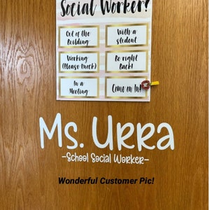 Personalized School Social Worker Name Decal / Name Door Decal Sticker / School Office Name Decal Sign / Classroom Welcome Decal Sign