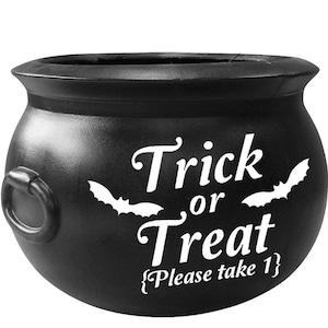 Trick or Treat Candy Cauldron Tub Decal / Happy Halloween Decal / Trick or Treat Decal / Bats Decal / Halloween Party Decor / Halloween Door