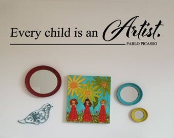 Every child is an Artist wall decal, create draw paint children's wall decal, kids artwork display, art teacher room decal sticker, playroom