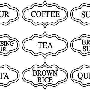 Kitchen Organization Label Decals / Pantry Label Decals / Jar Label Stickers / Canister Labels / Kitchen Labels / Nursery Labels / Office