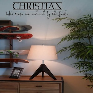 Name Wall Decal / Christian child decal / His steps are ordered by the Lord with Personalized Name Wall Decal/Wall Words/Wall Transfer