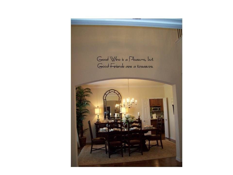 Good Wine/Coffee Tea Food Is A Pleasure, But Good Friends Are Treasure Wall Decal Kitchen Dining Room Hostess Gift