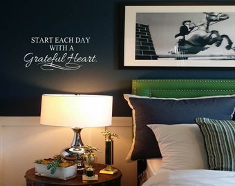 Start Your Day with a Grateful Heart Wall Decal Quote Wall Sticker