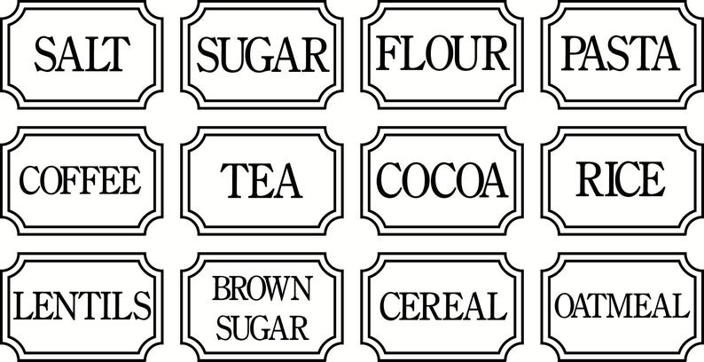 Kitchen Organization Labels Pantry Label Decals Jar Label Stickers Canister Labels Kitchen Labels Nursery Labels Office Decals