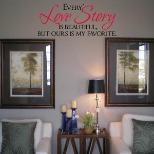 Wall Decal Quote Wall Sticker Every Love Story is Beautiful, but ours is My Favorite