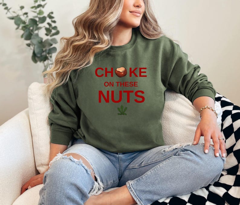 Choke On These Nuts Buckeye Sweatshirt, Christmas Football Shirt, Football Fan Shirt, Football Lover Hoodie, Funny Football Sweatshirt image 6