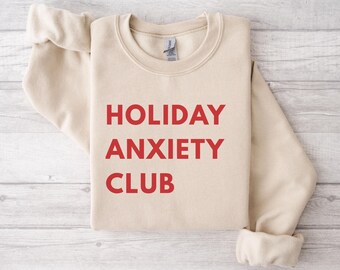 Julklappströja med ångestklubb – Rolig jultröja, introvert julklapp, sarkastisk minimalistisk jultröja, mysig vintertopp