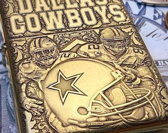 Zippo “Dallas Cowboys” Football Themed Engraved Brass Armor Cigarette Lighter