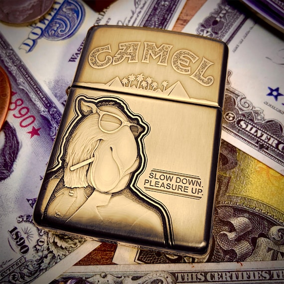 Zippo “joe Camel” Themed Engraved Brass Armor Lighter Limited