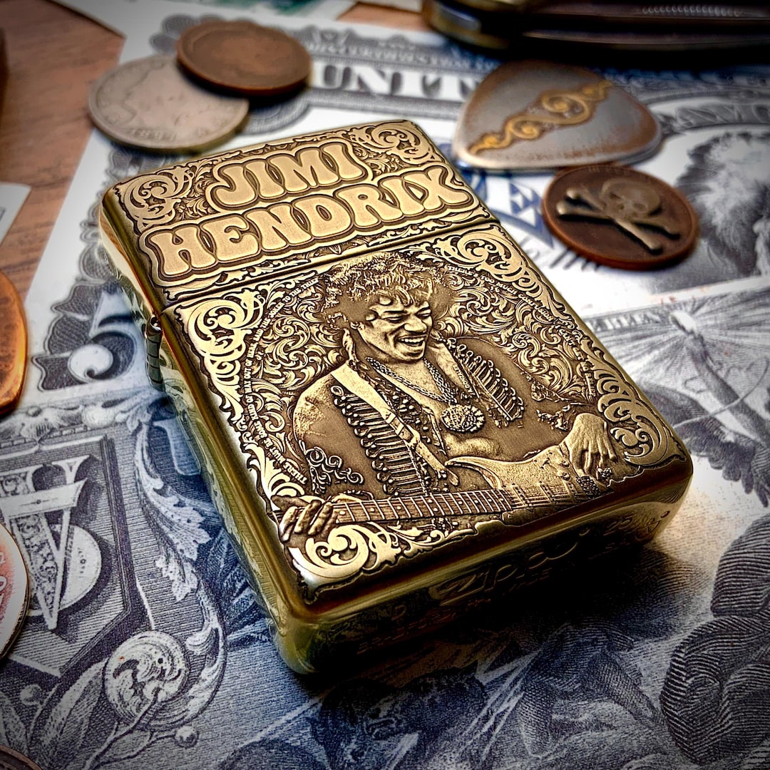 Zippo Jimi Hendrix Themed Engraved Brass Armor Cigarette Cigar