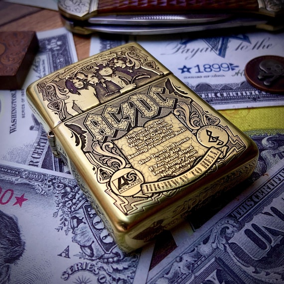 Zippo AC/DC Themed Engraved Brass Armor Cigarette Lighter - Limited Edition  of 50