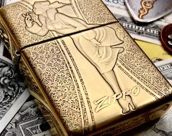 Zippo “Windy” Varga Girl Themed Engraved Brass Armor Cigarette Cigar Lighter