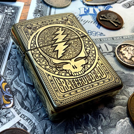 Zippo Grateful Dead Steal Your Face Bertha Skull & Roses Engraved Brass  Armor Cigarette Cigar Lighter - Etsy