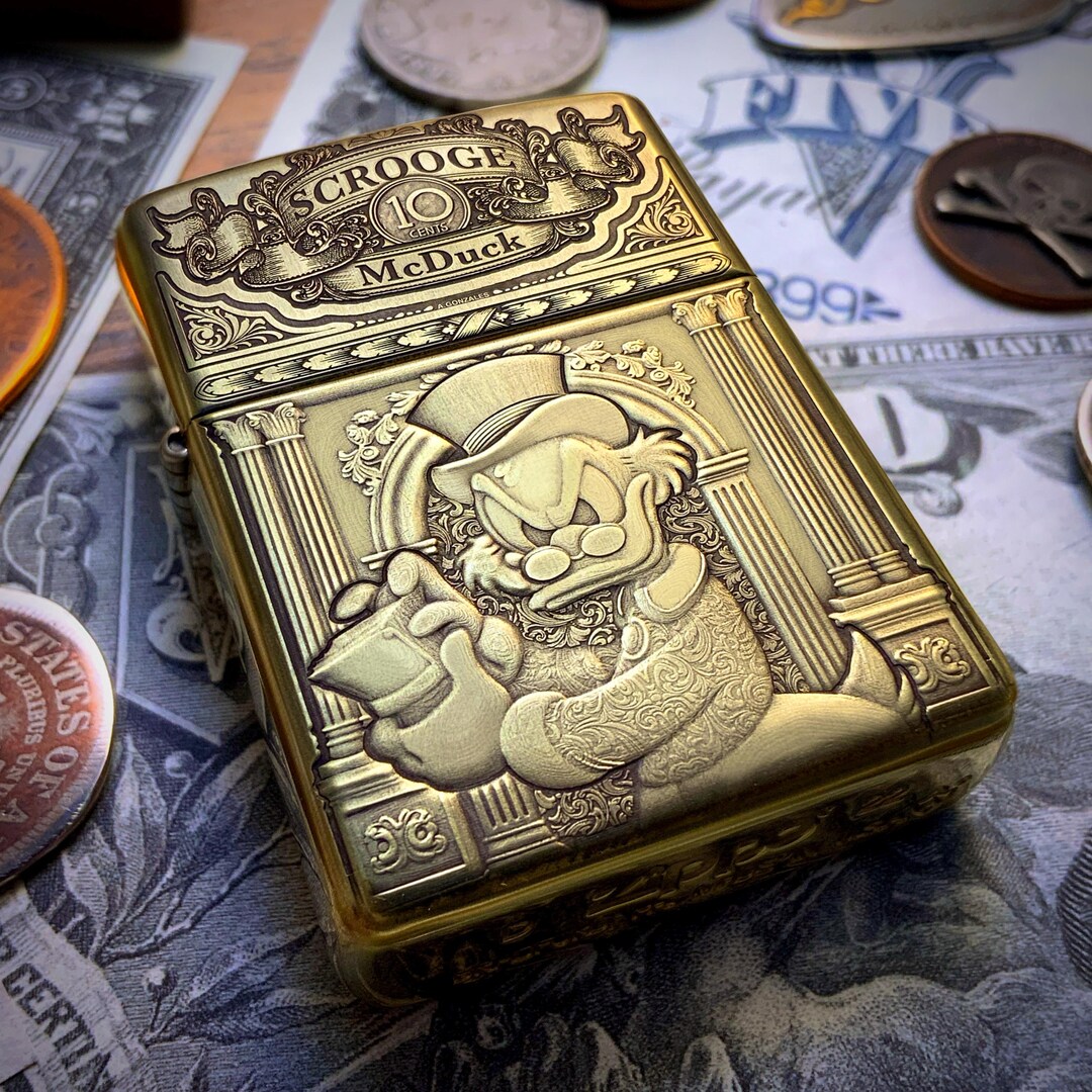【新品未開封/2007年製】一騎当千 呂蒙子明 限定ZIPPO 当時物 Zippo “scrooge Mcduck” Themed Engraved Brass Armor Cigarette